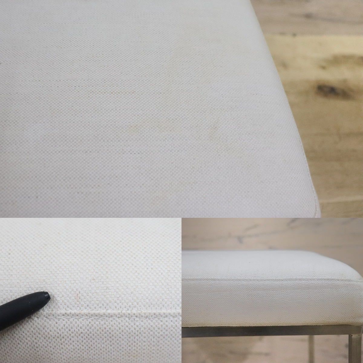 GMGH254○北欧スタイル スツール 椅子 オットマン 金属フレーム スチール ファブリック ホワイト モダン 展示品