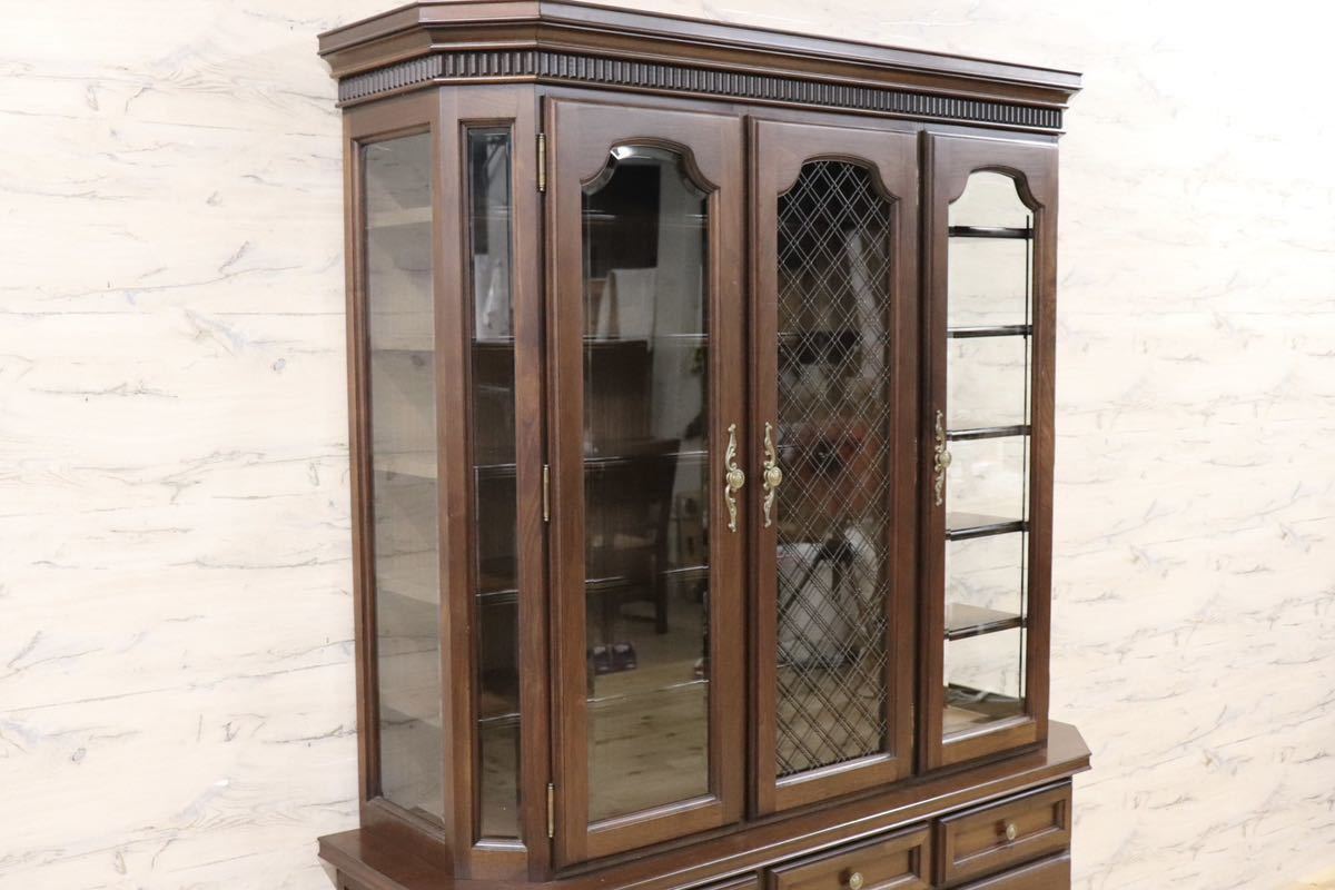 GMGN168○コスガ / KOSUGA リージェントハウス キャビネット 飾り棚 食器棚 ウォールナット材 クラシック 定価約44 万