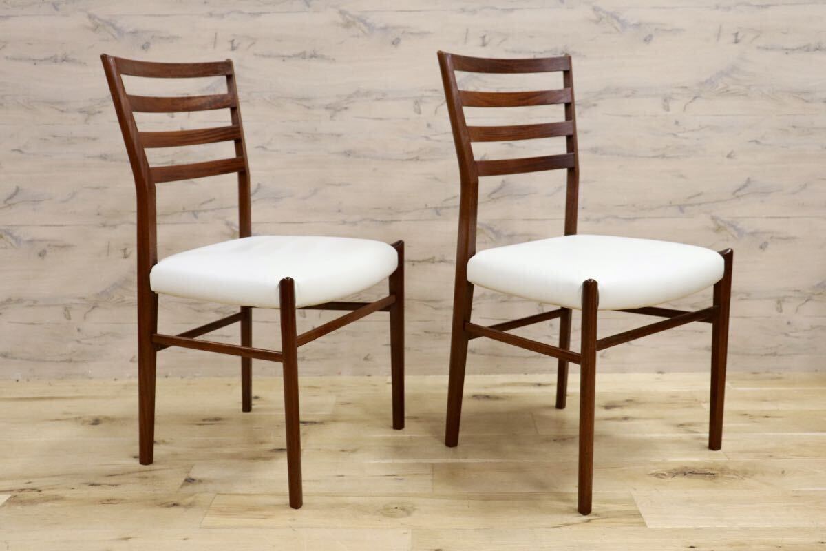 GMHN88B○karimoku / カリモク vivente ビベンテ ダイニングチェア 椅子 2脚セット 花梨無垢材 合皮 稀少 ヴィンテージ 定価約36万