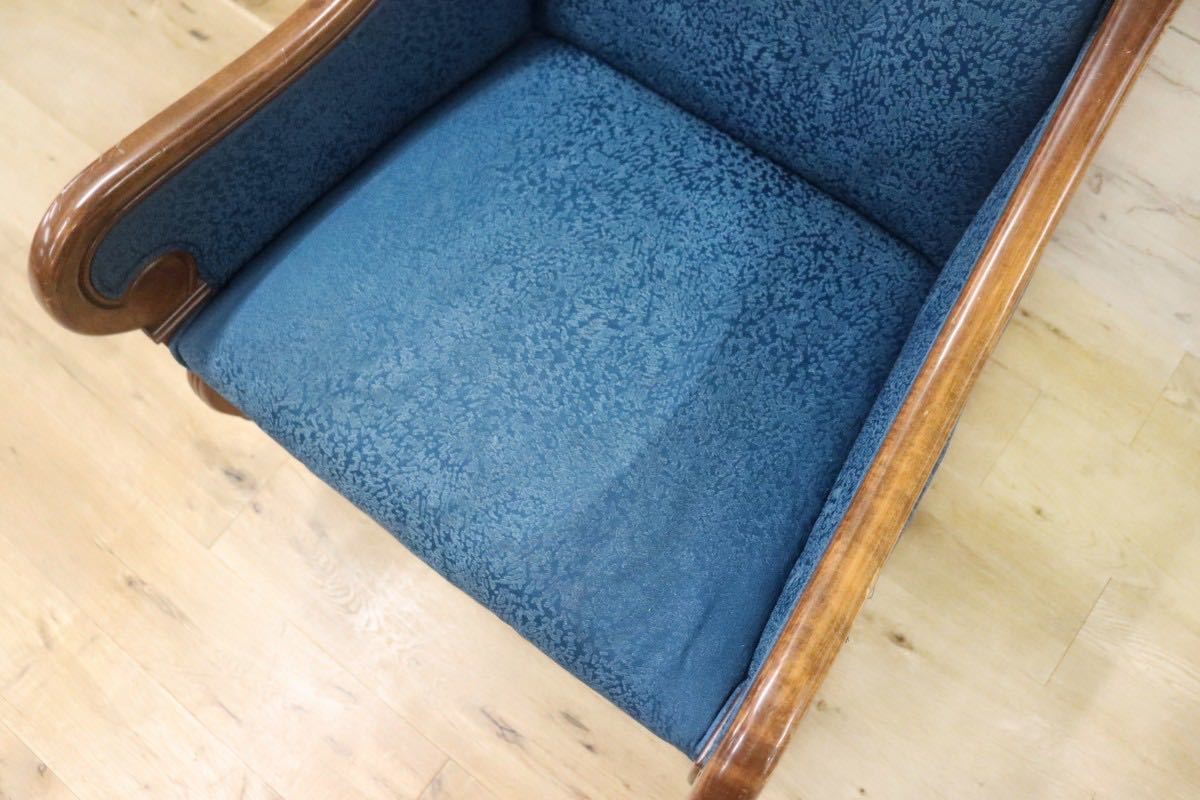 GMGN145E○西洋 クラシック シングルソファ ラウンジチェア 1人掛けソファ 椅子 木製 ファブリック アンティーク 彫刻