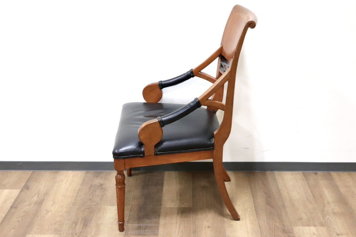 GMGN162G○イタリア製 クラシック モダン ダイニングチェア 椅子 セミアームチェア サロン チェア 本革 モダン 西洋 アール・ヌーヴォー