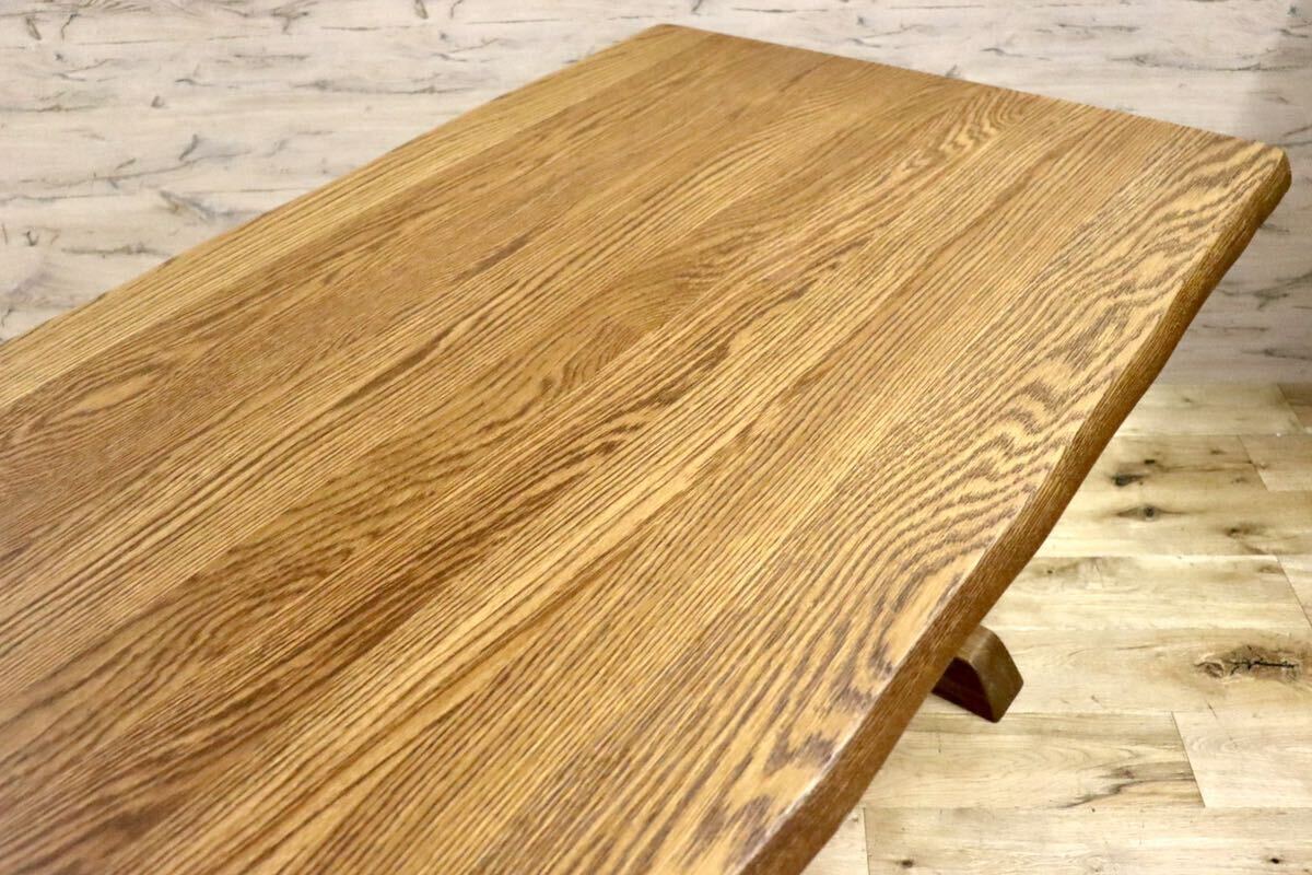 GMHH78○オーク無垢材 ダイニングテーブル 食卓テーブル 作業台 机 なぐり加工 和モダン ナチュラル カントリー レトロ 古民家 定価約15万