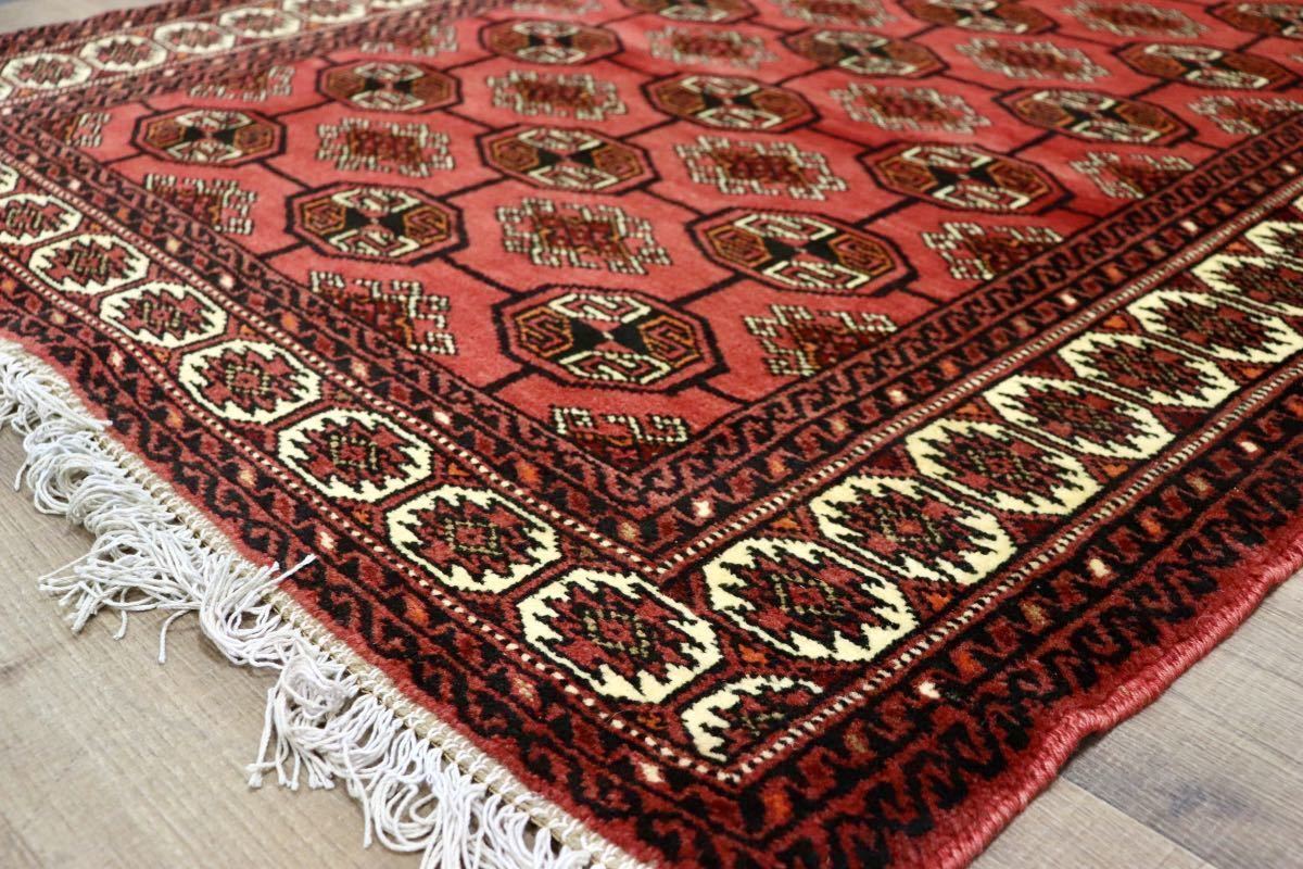 GMGO32○PELSIAN CARPETペルシャ絨毯 バルーチ地方 手織り カーペット ラグ トルクメン絨毯 トライバルラグ 未使用 デッドストック 一点物