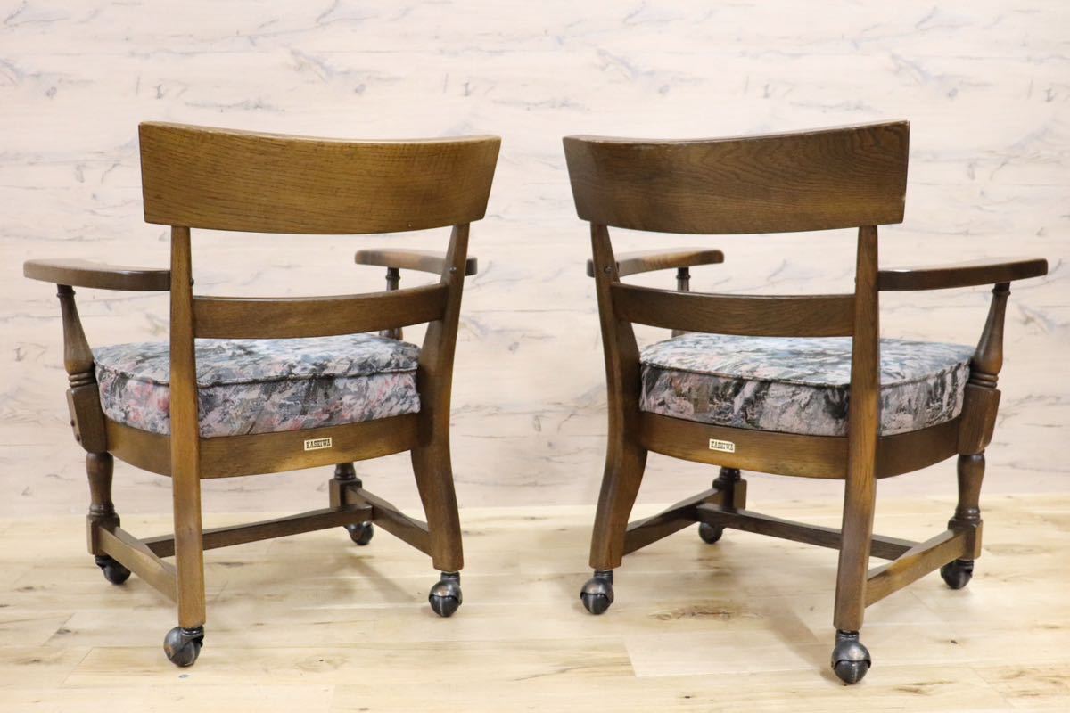 GMGS61A○柏木工 / KASHIWA ウィルダネス ダイニングチェア 椅子 飛騨家具 オーク材 無垢材 レトロカントリー 2脚セット キャスター付き