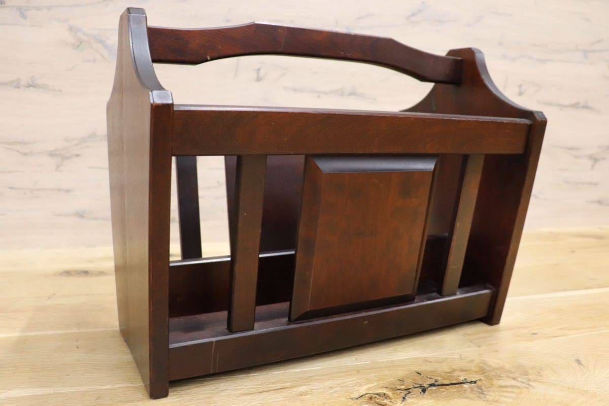 GMGT53○北海道民芸 マガジンラック 本立て 樺材 雑誌入れ ラック オールド モダン 和室 座敷 民芸家具