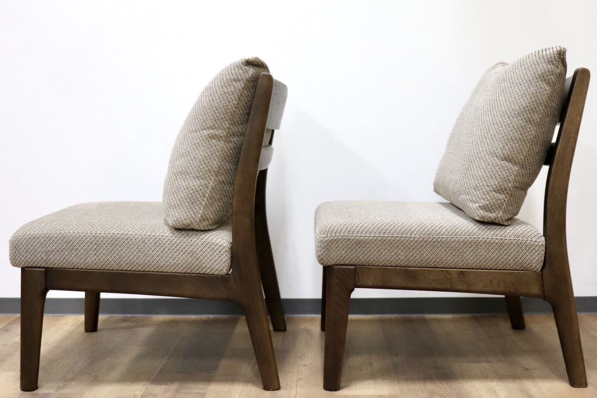 GMGN171A○浜本工芸 / HAMAMOTO ダイニンチェア アームレスチェア 椅子 2脚セット 無垢 楢材 ファブリック 国産家具 定価約17万 展示品