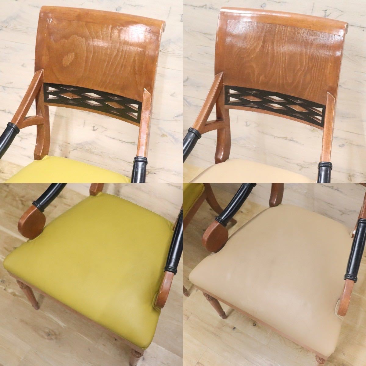 GMGN162A○イタリア製 クラシック モダン ダイニングチェア 椅子 2脚セット セミアームチェア レザー 西洋 アール・ヌーヴォー