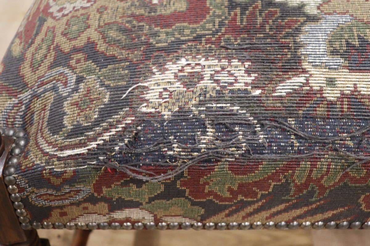 GMGH200A○神戸家具 英国 アンティーク アームチェア イス オーク材 鋲打 クラシック ファブリック オールド ヴィンテージ 定価18.1万