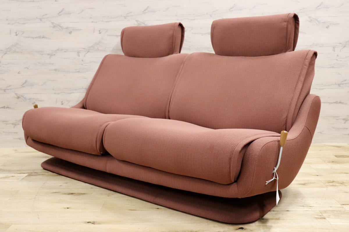 GMGN265○karimoku / カリモク UA4262VB 2人掛けソファ ラブソファ リクライニングソファ ファブリック 国産家具 定価約22万 展示品