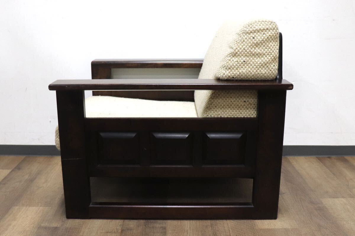 GMHH136A○北海道民芸家具 1人掛けソファ シングルソファ 応接 椅子 和家具 民藝 和モダン レトロ アンティーク 樺無垢 定価約16.5万
