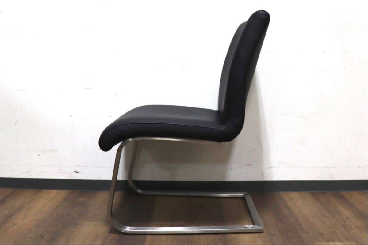 GMHS284D○himolla / ヒモラ カンティレバーチェア ダイニングチェア アームレスチェア モダン ヴィンテージ ドイツ 本革 IDC大塚家具 美品