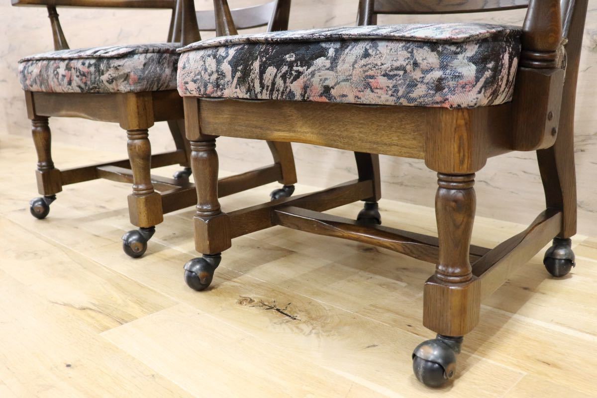 GMGS61A○柏木工 / KASHIWA ウィルダネス ダイニングチェア 椅子 飛騨家具 オーク材 無垢材 レトロカントリー 2脚セット キャスター付き