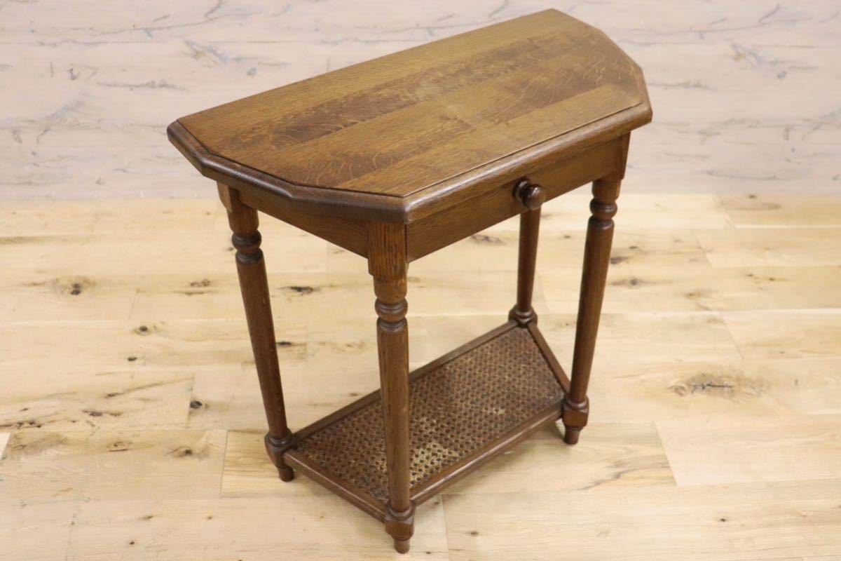 GMGH239○オランダ製 ダッチカントリースタイル 花台 飾り台 電話台 オーク無垢材 レトロ カントリー 民藝 ノスタルジック