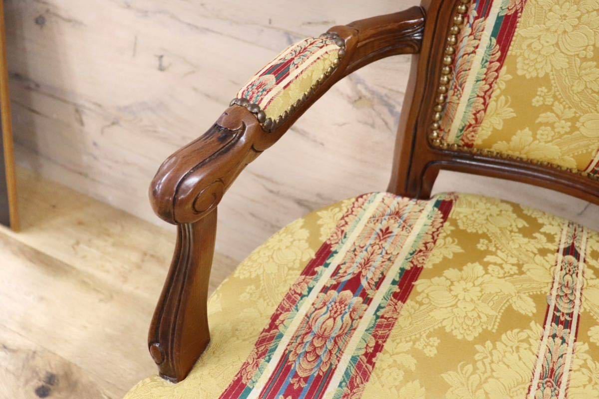 GMGS128A○イタリア モダン ダイニングチェア 椅子 猫脚 鋲打 ロココ調 金華山 クラシック エレガント アンティーク風 約5.2万