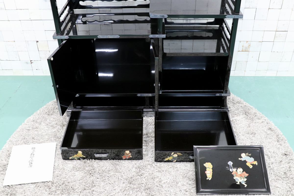 GMGS27○最高峰 西塚朝光 茶棚 飾り棚 唐子図 サイドボード 和家具 輪島塗 天皇家納入作品制作蒔絵師 希少 定価約1000万 展示品※発送不可