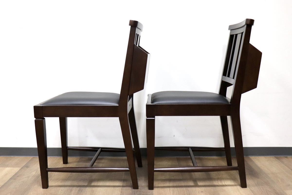 GMGN342E○CHERRY FURNITURE / 桜屋工業 ダイニングチェア チャーチチェア マガジンラック 合皮 ダークブラウン 2脚セット モダン