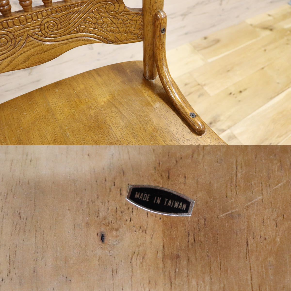 GMGK285○アンティーク 木製 ダイニングチェア 椅子 ガーデンチェア 彫刻 レトロ ヴィンテージ 定価約10万