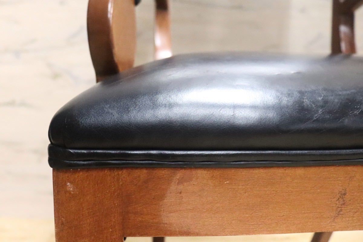 GMGN149B○イタリア製 クラシック モダン ダイニングチェア 椅子 2脚セット セミアームチェア 本革 レザー 西洋 アール・ヌーヴォー