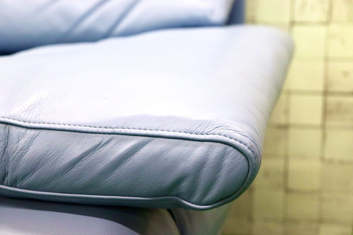 GMFS270B○B&B ITALIA ARANDA アランダ paolo piva パオロ・ピーヴァ 3人掛けソファ 希少 廃番 名作 本革 ブルー リペア済 定価約150万