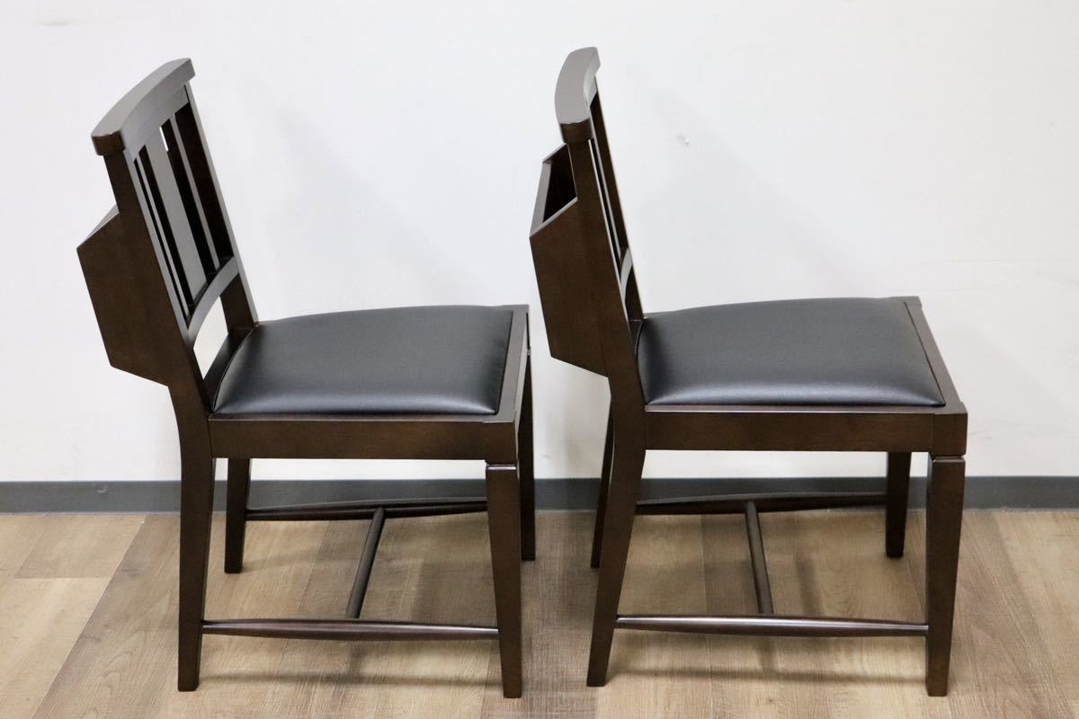 GMGN342Q○CHERRY FURNITURE / 桜屋工業 ダイニングチェア アームレスチェア マガジンラック 合皮 ダークブラウン 2脚セット 展示未使用品
