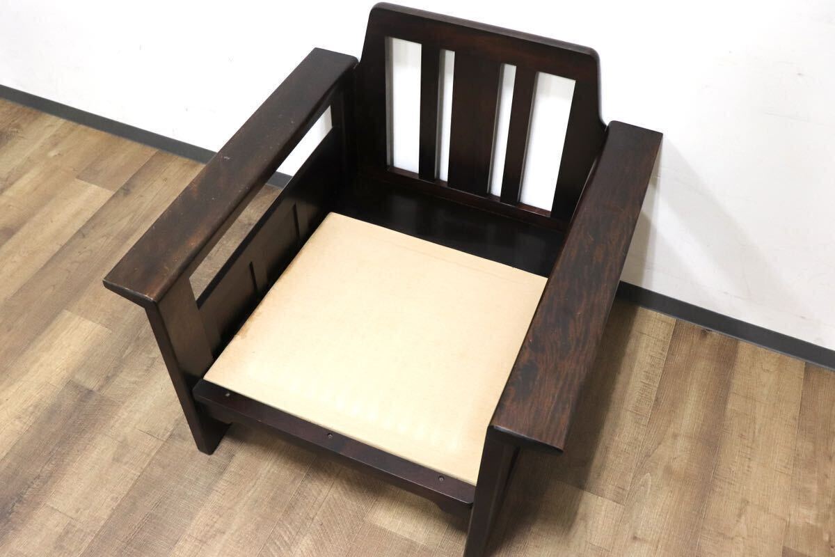 GMHH136A○北海道民芸家具 1人掛けソファ シングルソファ 応接 椅子 和家具 民藝 和モダン レトロ アンティーク 樺無垢 定価約16.5万
