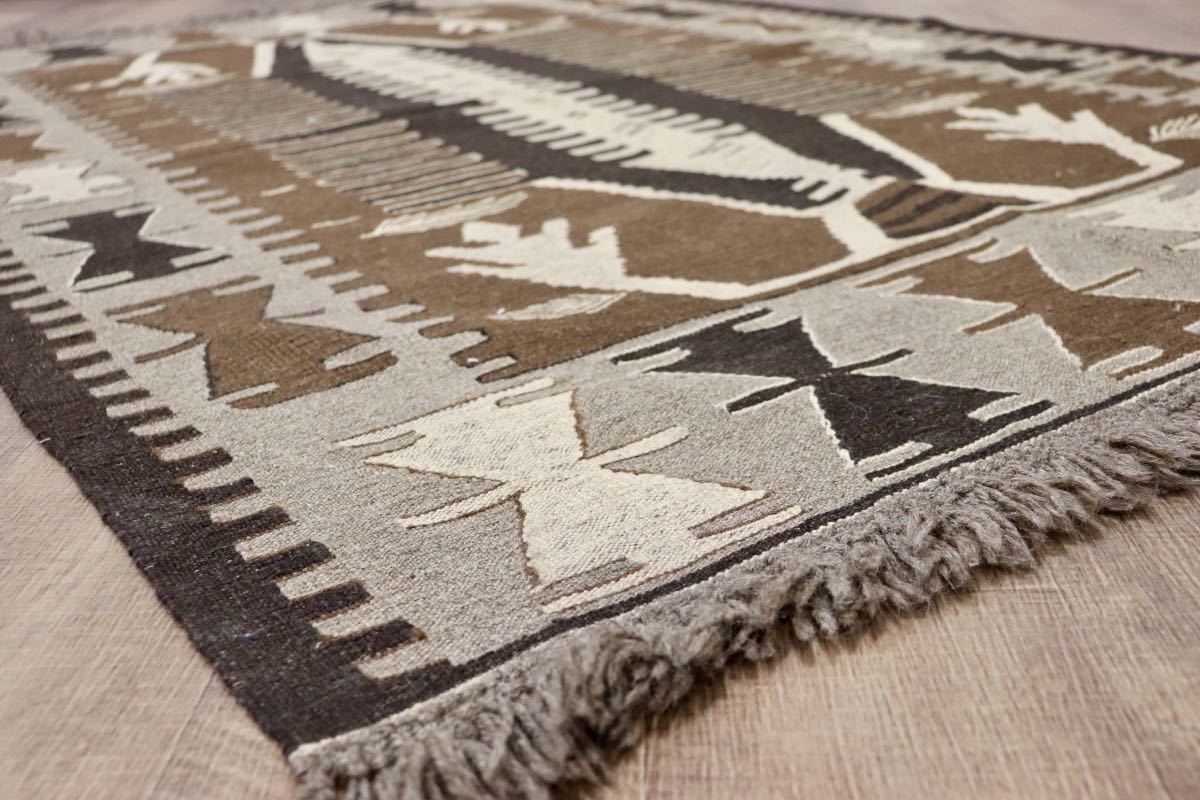 GMGO31○トルコ Kayseri カイセリ産 オールドキリム 1970年代 ヴィンテージ ラグ 羊毛 手織り 定価約30万 未使用 デッドストック