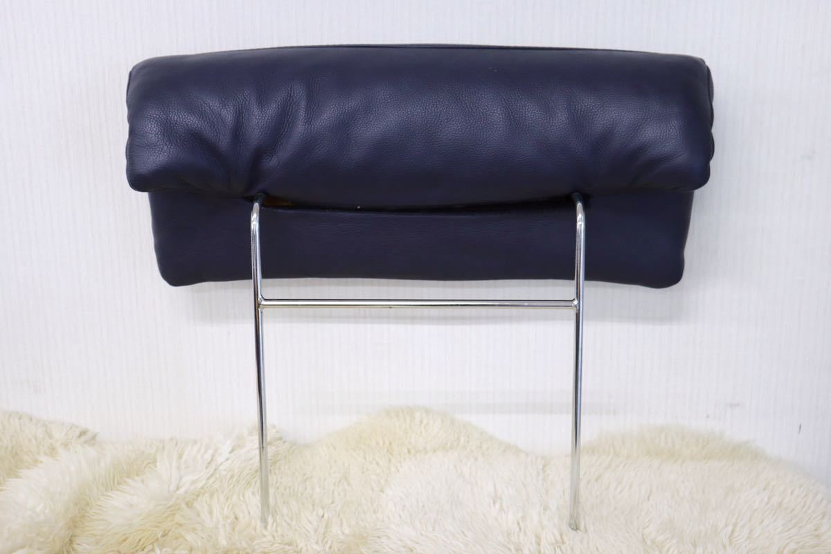 GMFN227BOLeatherworld / レザーワールド ヘッドレスト 青色 本革 高級 モダン IDC大塚家具 美品