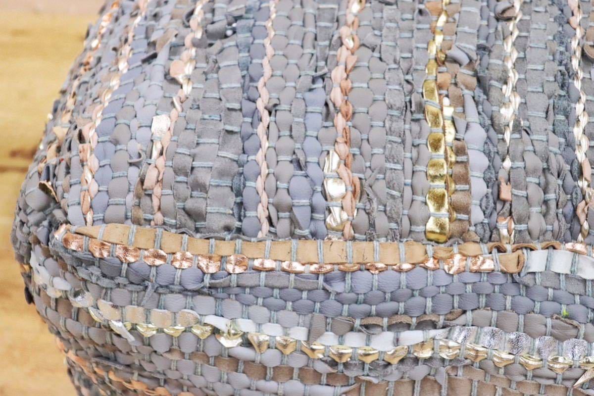 GMFN247B○Raha ラーハ プアクッション スツール 腰掛け オットマン レザー スクエア ナチュラル ボヘミアン 未使用品