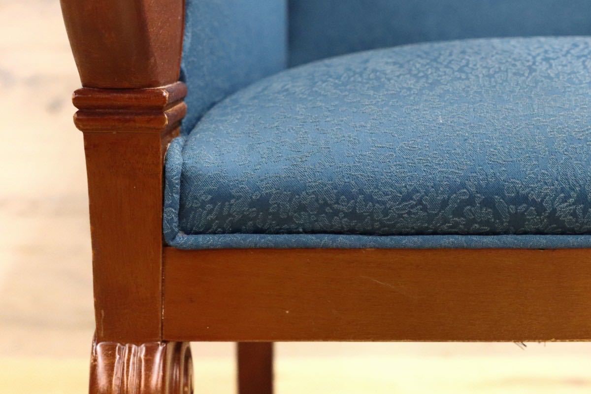 GMGN145C○西洋 クラシック シングルソファ ラウンジチェア 1人掛けソファ 椅子 木製 ファブリック アンティーク 彫刻