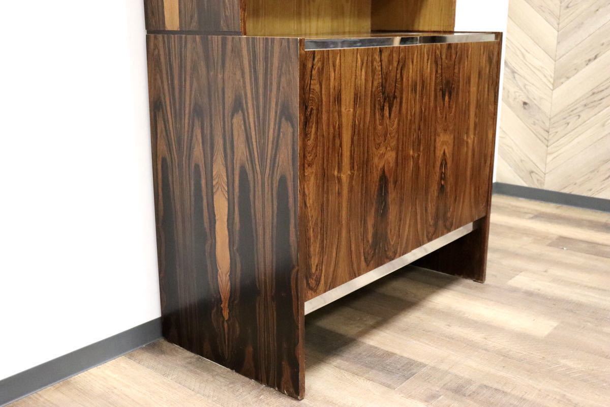 GMGK174○北欧 ヴィンテージ キャビネット 飾り棚 書棚 本棚 ブックシェルフ 収納家具 店舗什器 ディスプレイラック ローズウッド 希少