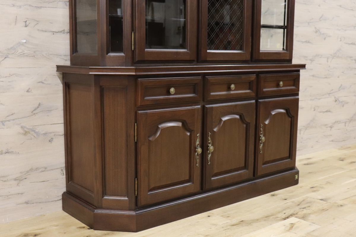 GMGN168○コスガ / KOSUGA リージェントハウス キャビネット 飾り棚 食器棚 ウォールナット材 クラシック 定価約44 万