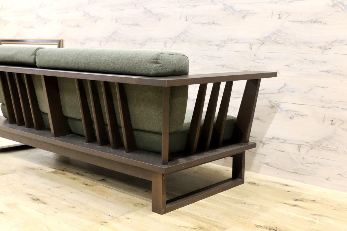 GMFN156○東京インテリア 2.5人掛けソファ ラブソファ スタイリッシュ 和モダン グリーン ファブリック タモ材