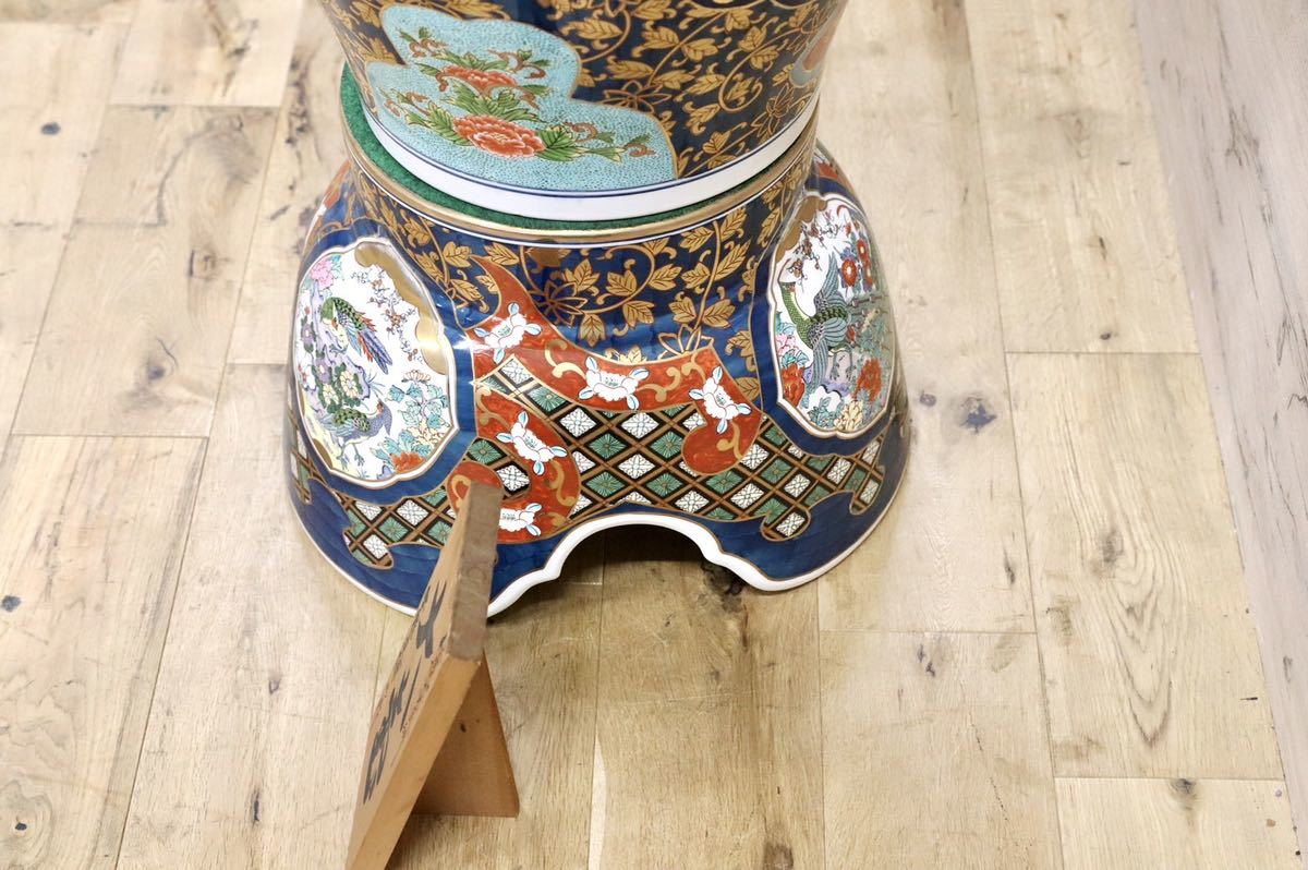 GMGH68○有田焼 博山作 最高級 大壺 花鳥 金龍壺 伝統工芸 美術品 三段飾り 約200万 美品※発送不可