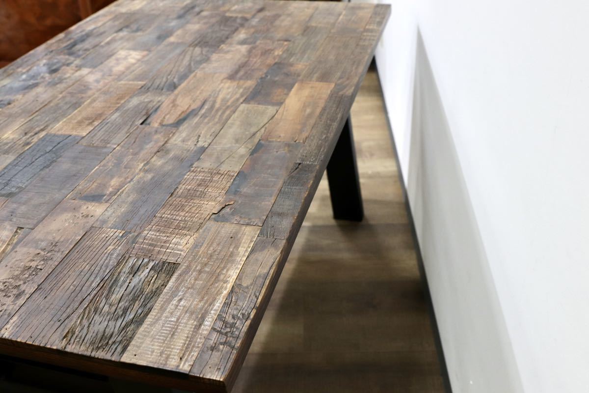 GMGN303○Dutchbone / ダッチボーン ダイニングテーブル 古材 スチール インダストリアル 工業系 無垢材 オランダ 家具 希少