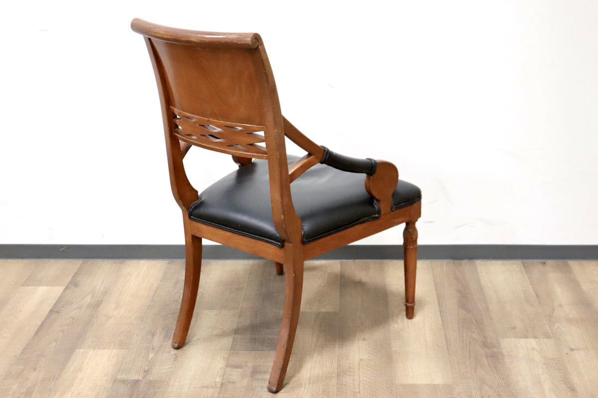 GMGN162G○イタリア製 クラシック モダン ダイニングチェア 椅子 セミアームチェア サロン チェア 本革 モダン 西洋 アール・ヌーヴォー