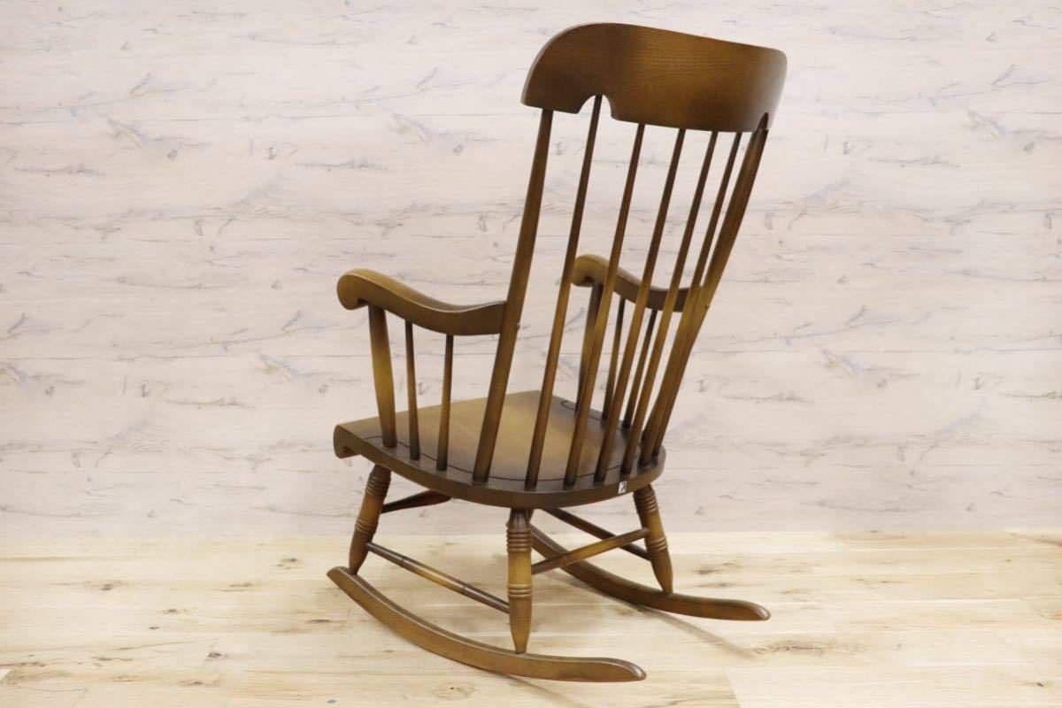 GMGH92○HIDA / 飛騨産業 キツツキ ロッキングチェア 揺り椅子 オーク 無垢材 レトロ カントリー ヴィンテージ 飛騨家具 穂高