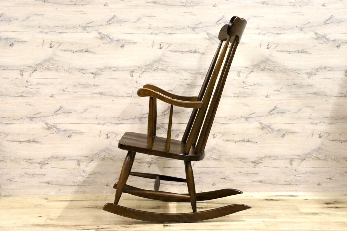 GMGS268○柏木工 / KASHIWA ロッキングチェア 揺り椅子 木製 ファブリック 花柄 レトロ カントリー ノスタルジック 椅子 古民家 飛騨家具