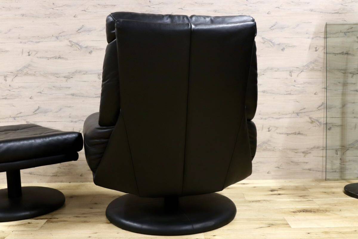 GMHH45○ROLF BENZ / ロルフベンツ Forum フォーラム ラウンジチェア 黒 本革 ヴィンテージ ドイツ IDC大塚家具 回転チェア 約70万 稀少