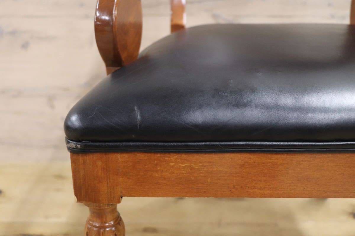 GMGN142D○イタリア製 クラシック モダン ダイニングチェア 椅子 セミアームチェア 本革 レザー 西洋 アール・ヌーヴォー