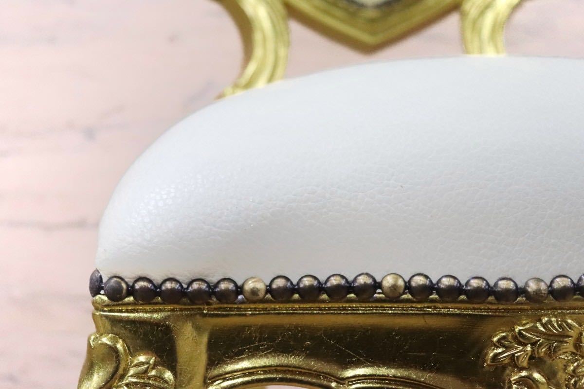 GMGN180B○アンティーク調 ハートチェア ダイニングチェア 椅子 猫脚 クラシック エレガント レザー ホワイト