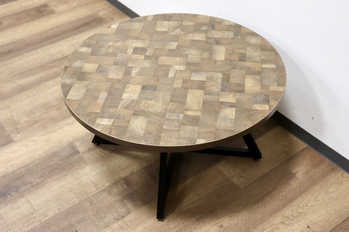 GMGK246B○東谷 ラウンドテーブル L-PT-336MIX センターテーブル コーヒーテーブル スチールレッグ メラミン化粧板 定価約2万 展示品