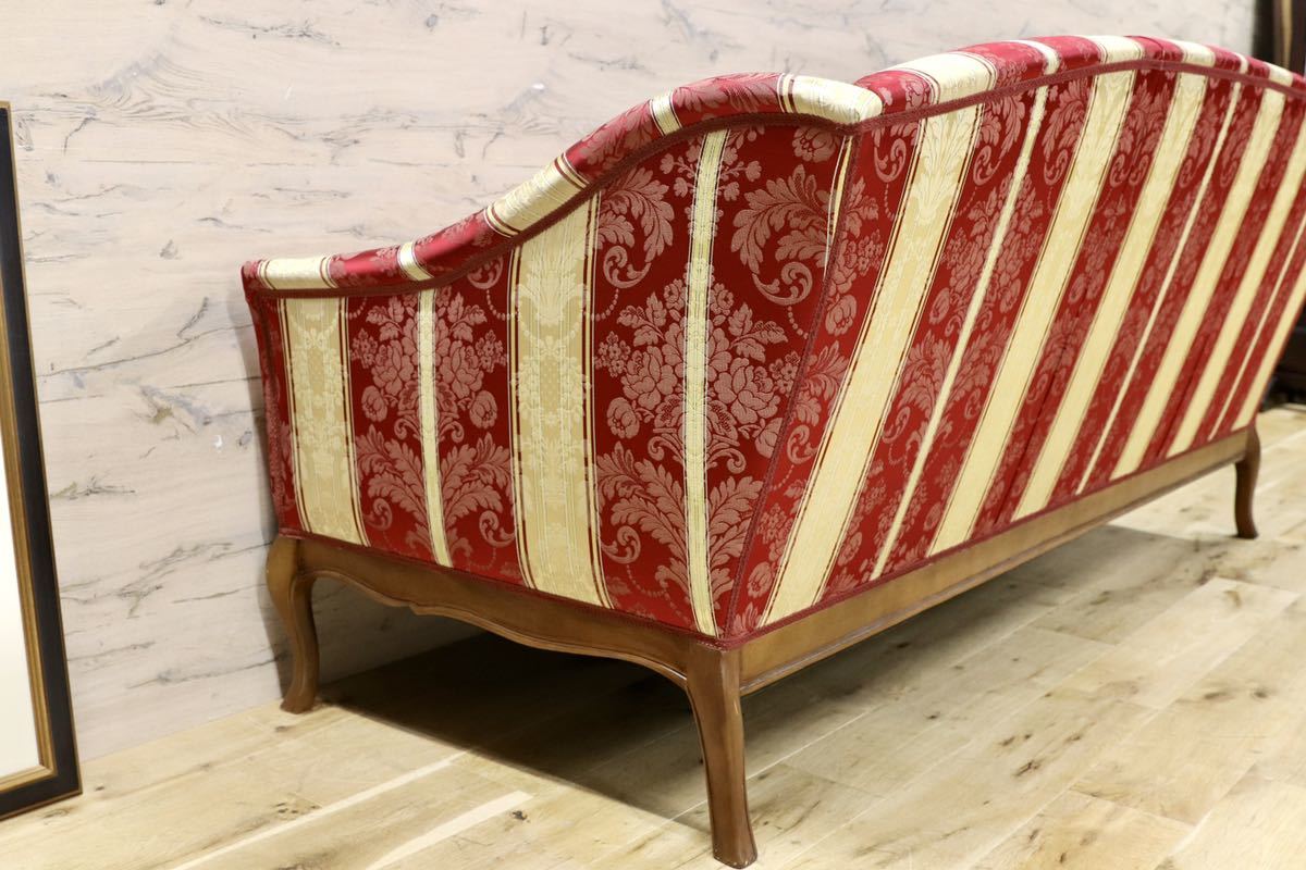 GMGH279○イタリアモダン クラシック 3人掛けソファ トリプルソファ ファブリック ヨーロピアン エレガント ロココ 展示品