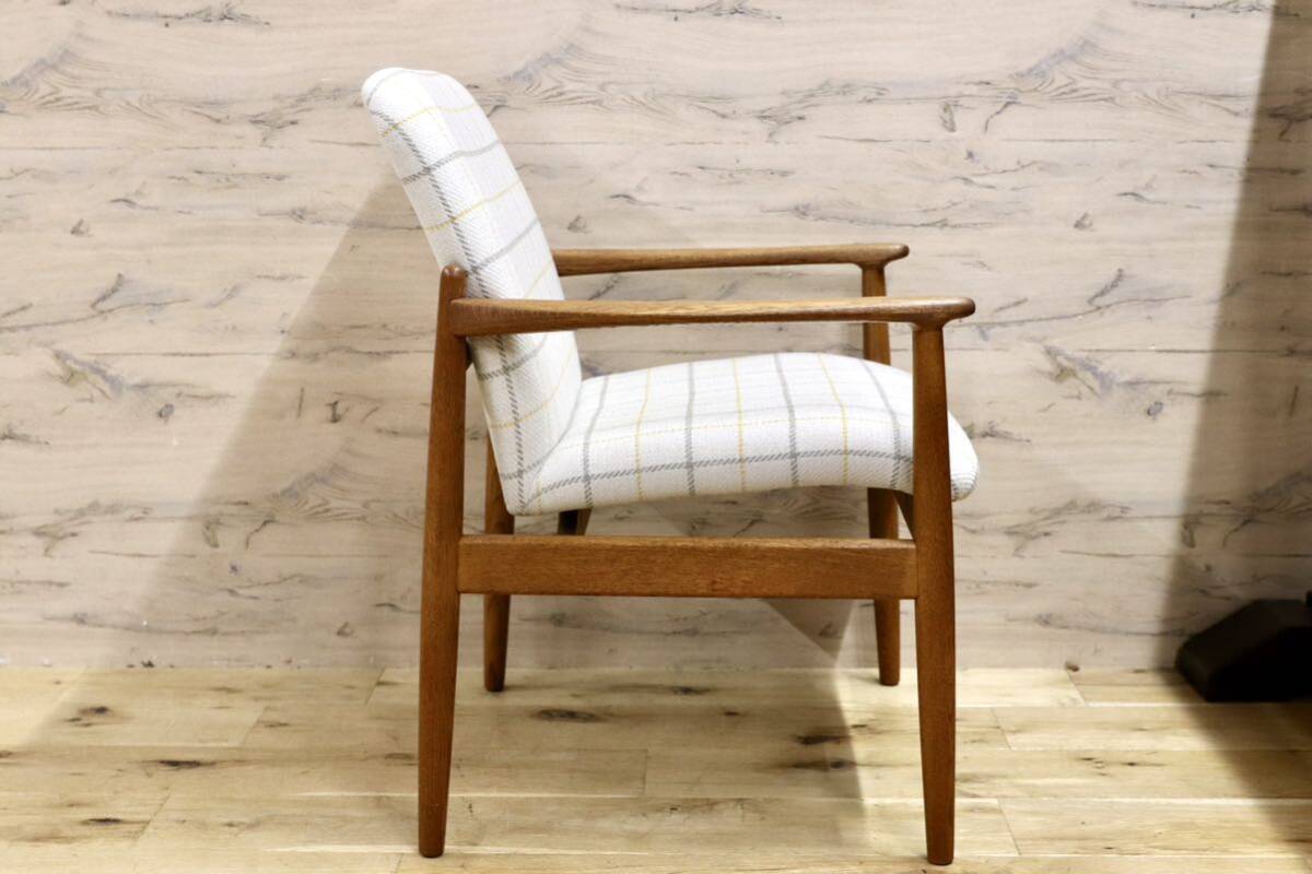 GMHK3A○オールドカリモク karimoku アームチェア 椅子 ラウンジチェア ダイニングチェア 楢無垢材 北欧スタイル ヴィンテージ リペア済