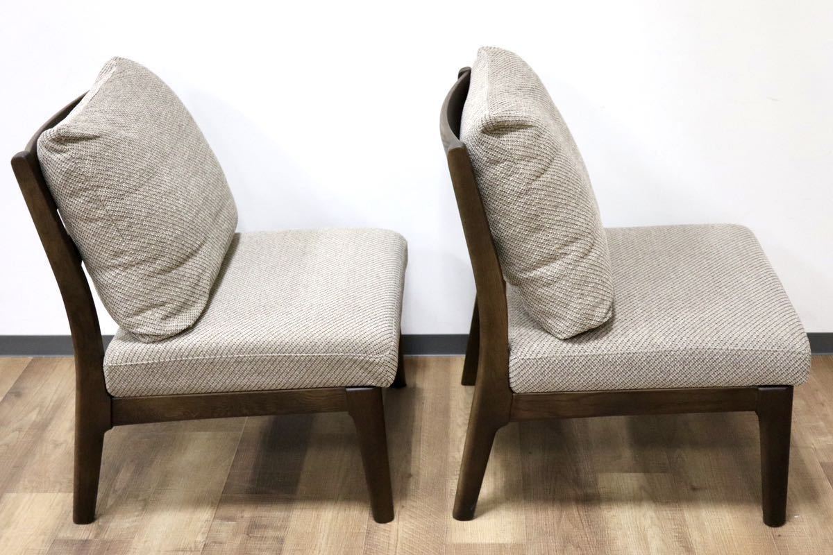 GMGN171A○浜本工芸 / HAMAMOTO ダイニンチェア アームレスチェア 椅子 2脚セット 無垢 楢材 ファブリック 国産家具 定価約17万 展示品