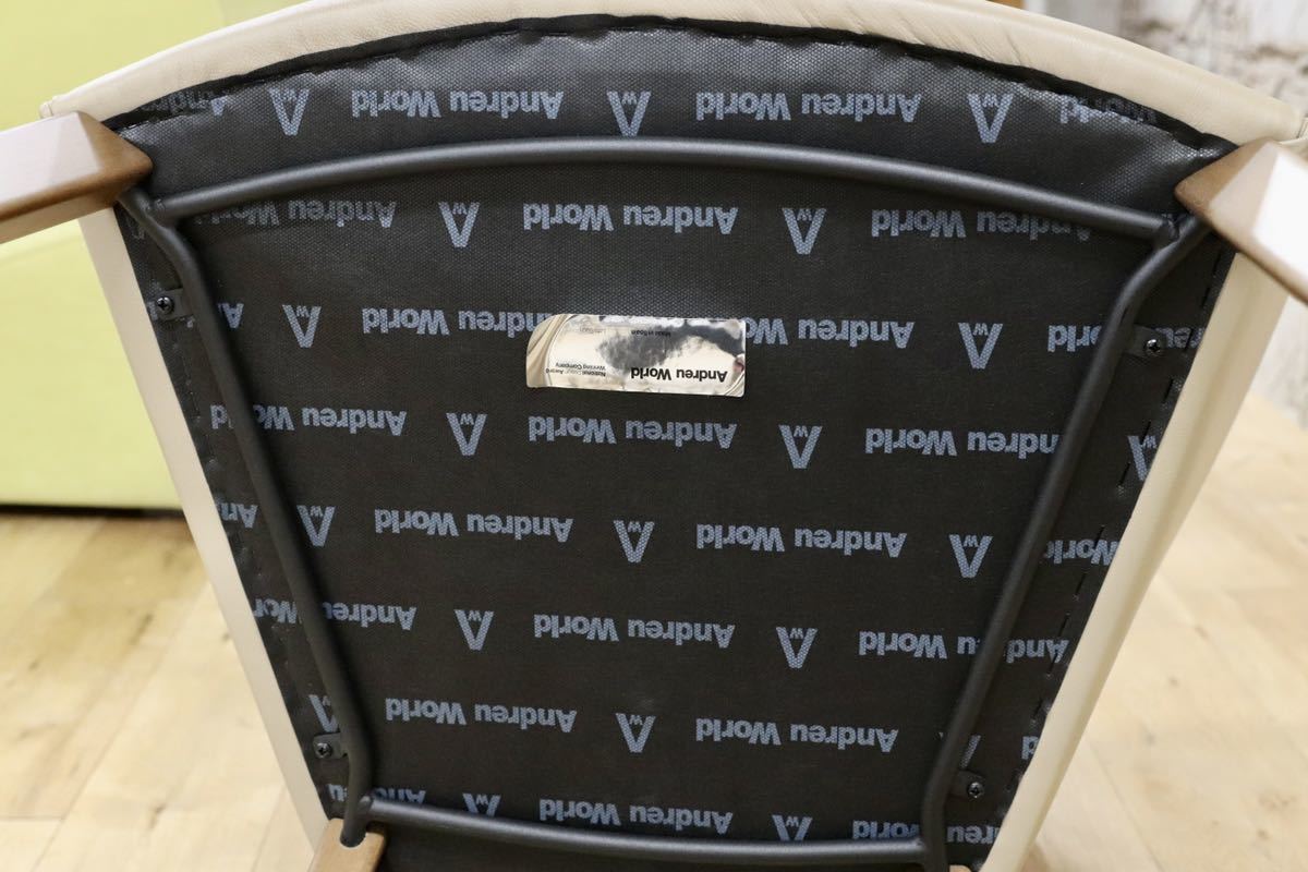 GMGN421F○Andreu World / アンドリュー・ワールド Brandy アームチェア 椅子 本革 レザー ベージュ モダン 定価約20万 展示品