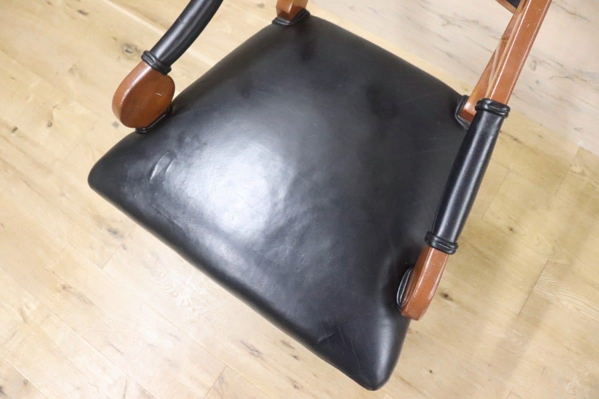 GMGN149C○イタリア製 クラシック モダン ダイニングチェア 椅子 セミアームチェア 本革 レザー 西洋 アール・ヌーヴォー