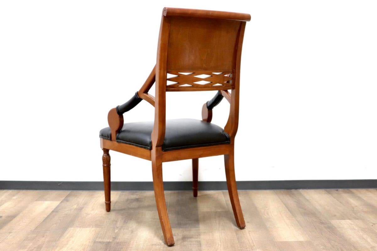 GMGN162F○イタリア製 クラシック モダン ダイニングチェア 椅子 セミアームチェア サロン チェア 本革 モダン 西洋 アール・ヌーヴォー