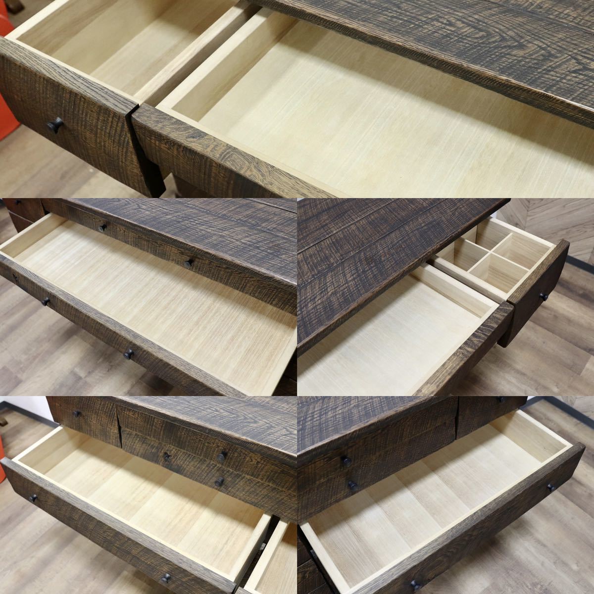 GMGK286○楢無垢材 最高級 特注 サイドボード リビングボード チェスト 収納家具 工房家具 和モダン 浮造り 約100万