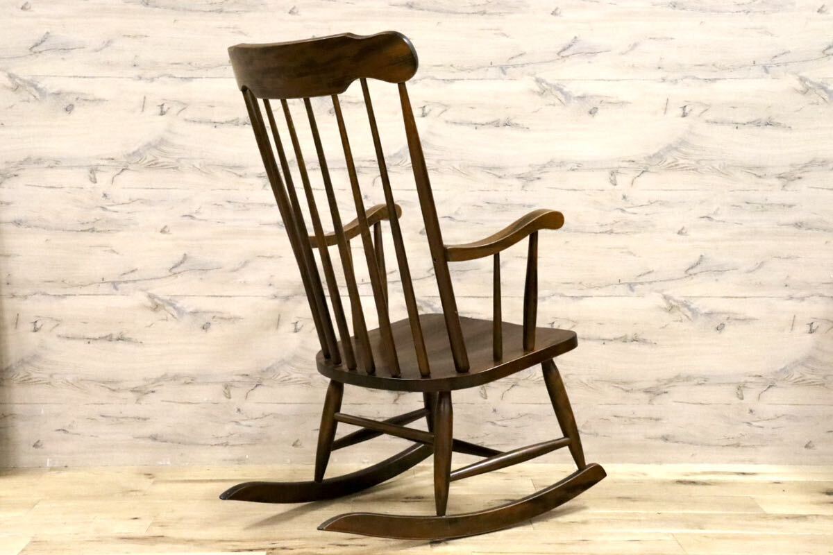 GMGS268○柏木工 / KASHIWA ロッキングチェア 揺り椅子 木製 ファブリック 花柄 レトロ カントリー ノスタルジック 椅子 古民家 飛騨家具