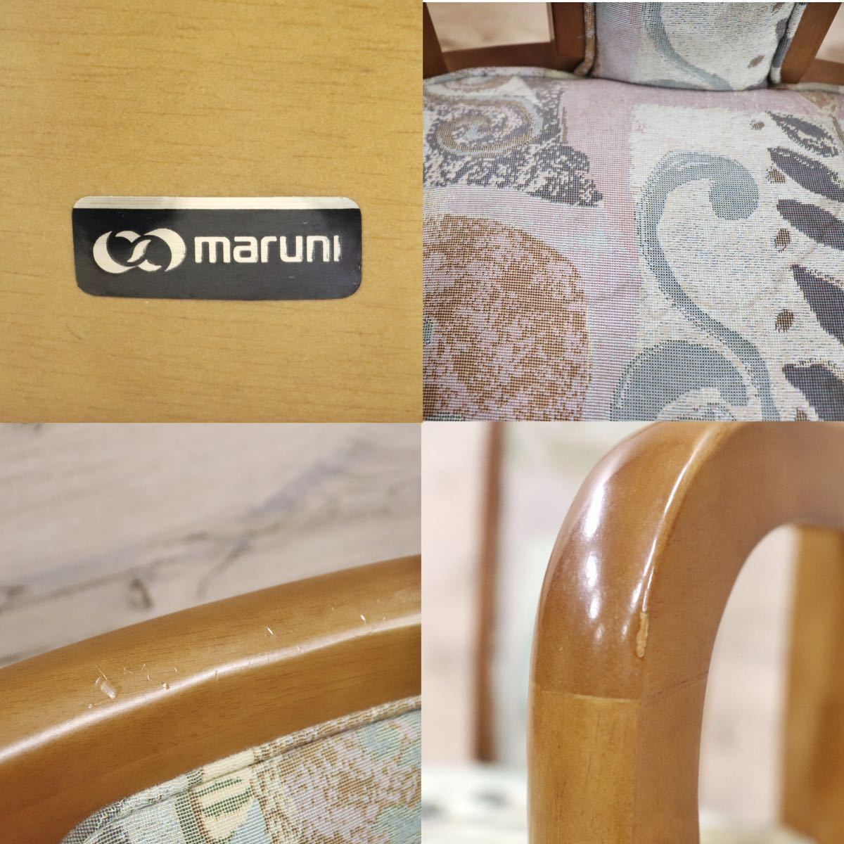 GMGN355○maruni / マルニ ダイニングチェア アームチェア 椅子 ファブリック ヨーロピアン風 ナチュラル 北欧スタイル 2脚セット